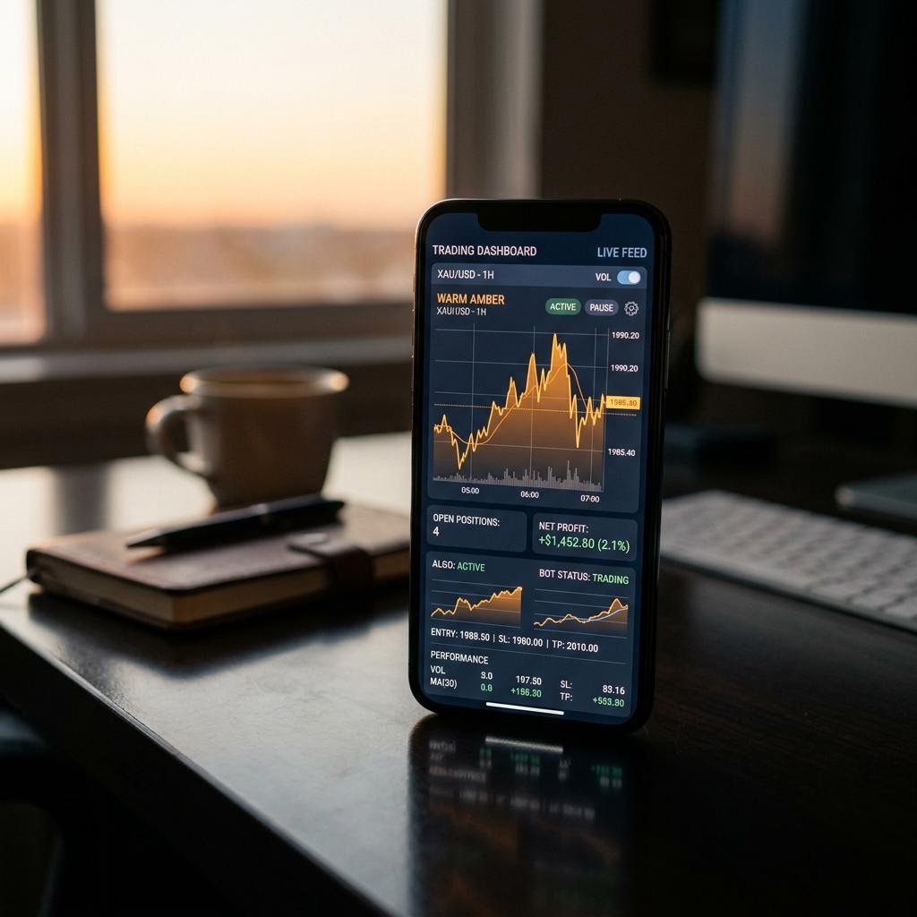 Fidzafiro AI trading platform dashboard op een smartphone
